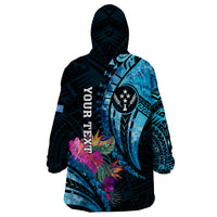 Personalised FSM Kosrae State Wearable Blanket Hoodie Tropical Flowers Tribal Pattern LT05 - Polynesian Pride