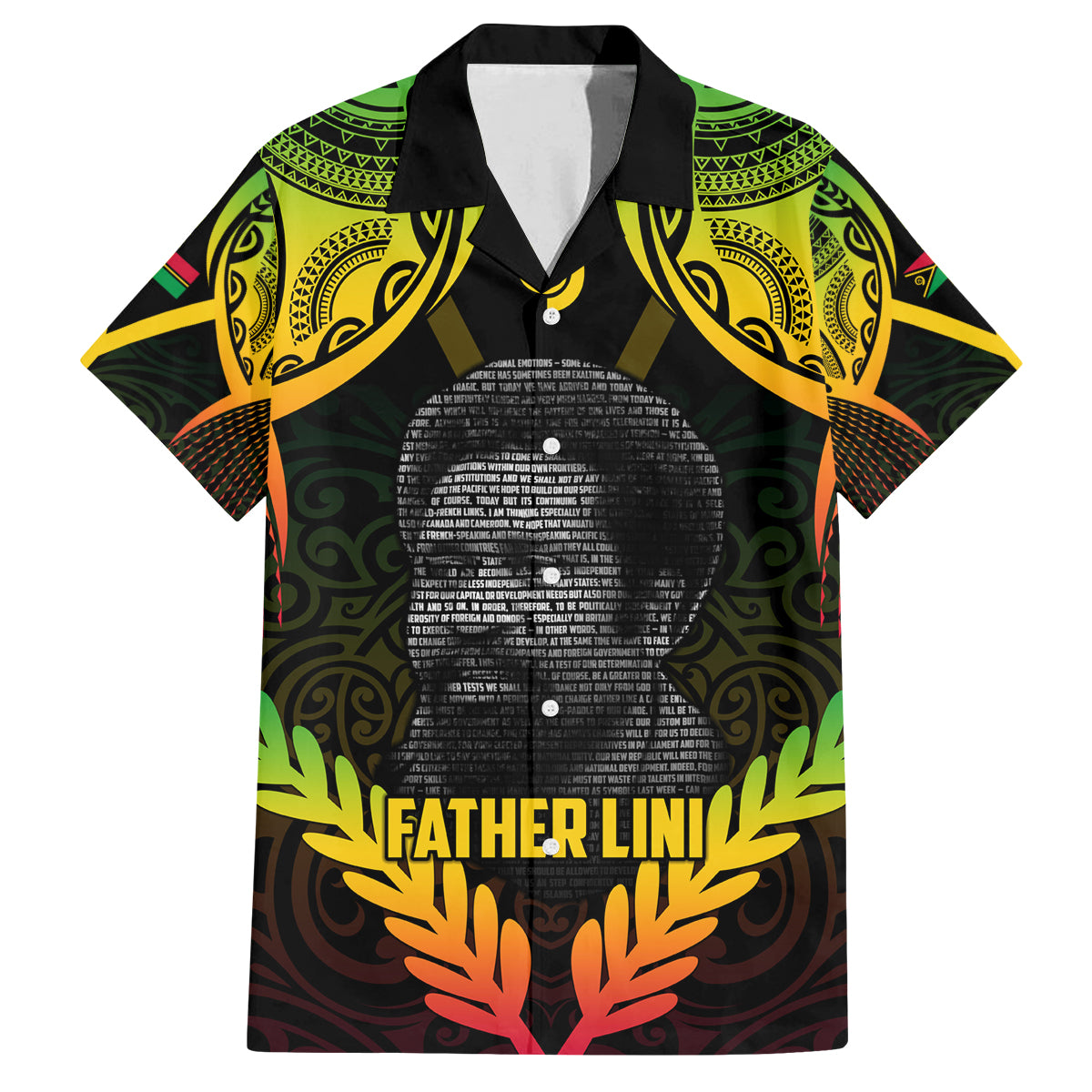 Personalised Vanuatu Father Lini Day Family Matching Puletasi and Hawaiian Shirt Polynesian Tribal Pattern LT05 Dad's Shirt - Short Sleeve Black - Polynesian Pride