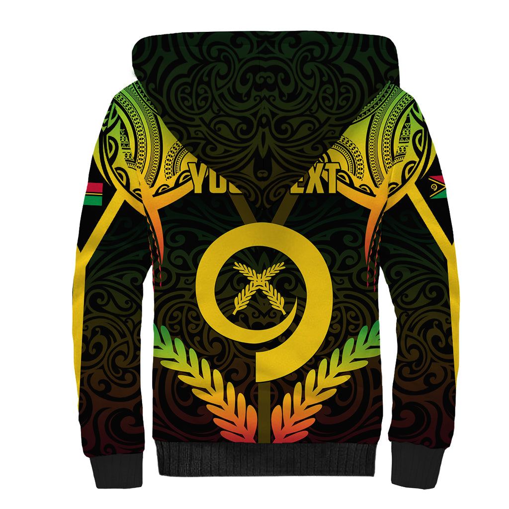 Personalised Vanuatu Father Lini Day Sherpa Hoodie Polynesian Tribal Pattern LT05 - Polynesian Pride