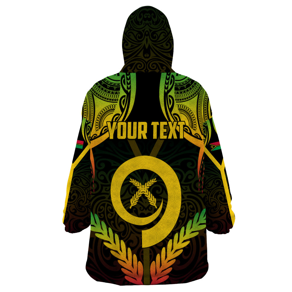 Personalised Vanuatu Father Lini Day Wearable Blanket Hoodie Polynesian Tribal Pattern LT05 - Polynesian Pride