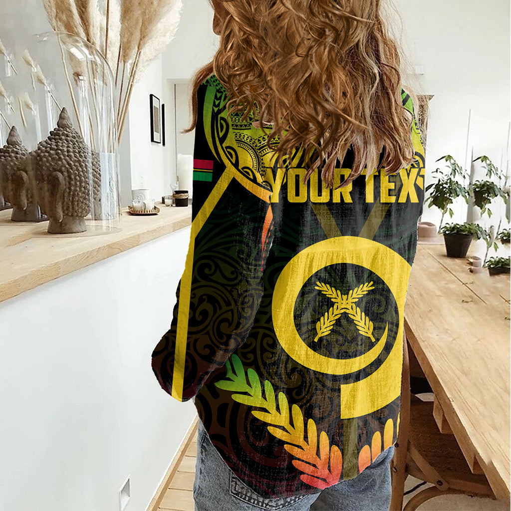 Personalised Vanuatu Father Lini Day Women Casual Shirt Polynesian Tribal Pattern LT05 - Polynesian Pride