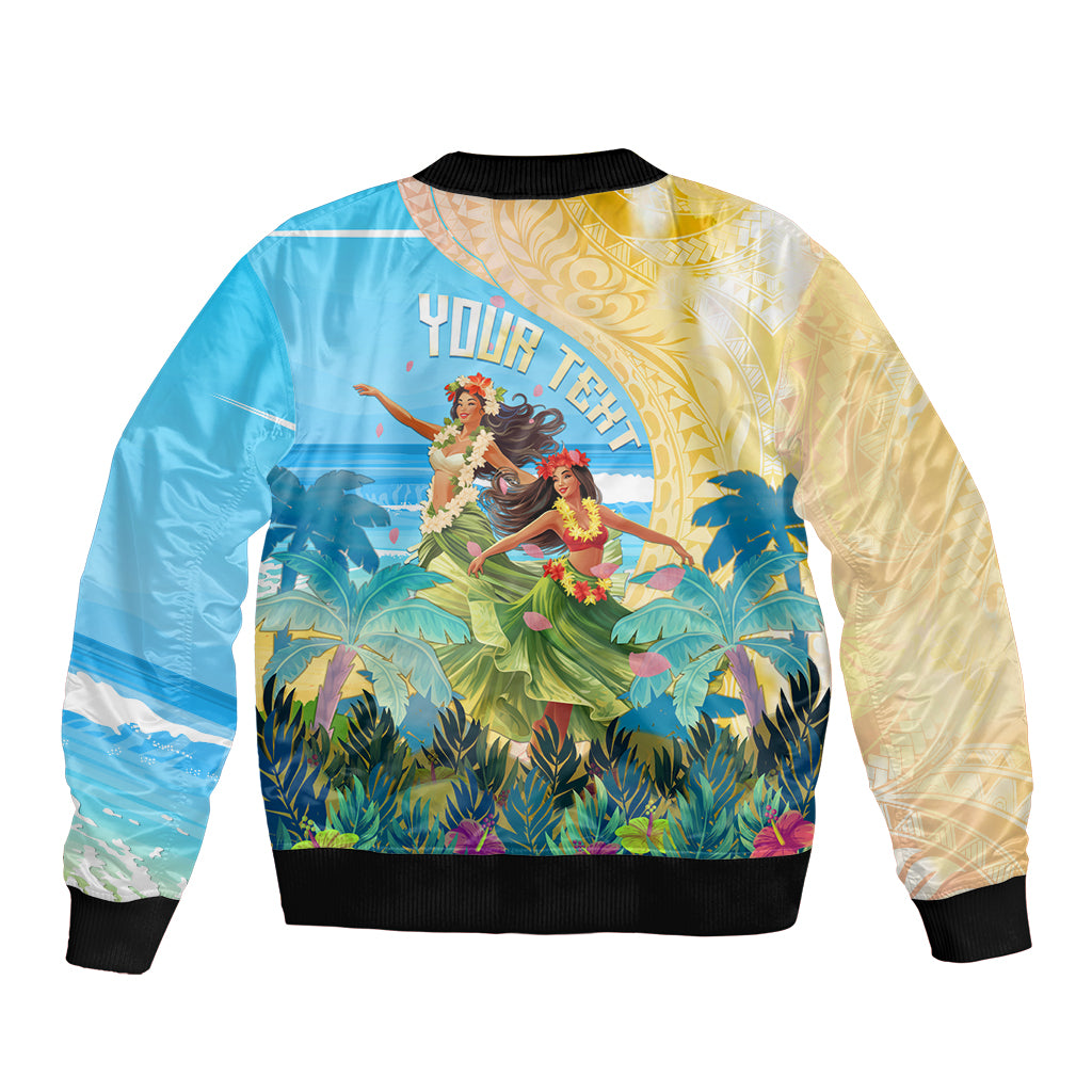 Personalised Hawaii Honolulu Festival Sleeve Zip Bomber Jacket Hula Girls Tropical Vibe LT05 - Polynesian Pride