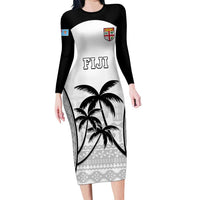 Custom Fiji Tapa Football Family Matching Long Sleeve Bodycon Dress and Hawaiian Shirt Sporty Style