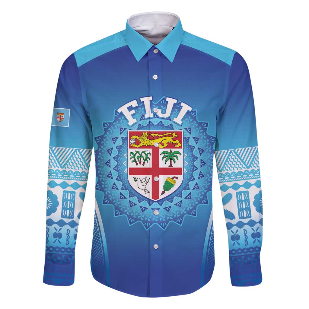 Custom Fiji Football Family Matching Long Sleeve Bodycon Dress and Hawaiian Shirt Fijian Tapa Pattern