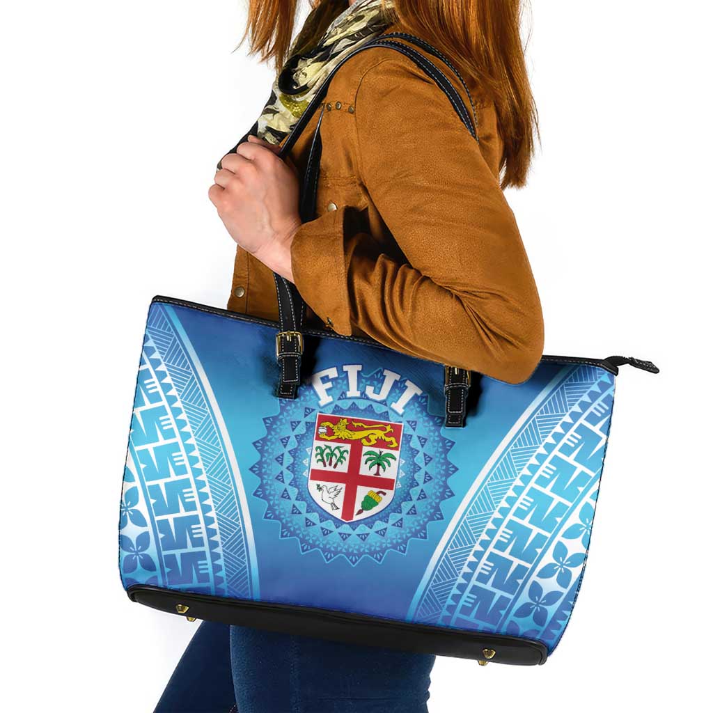Fiji Football Leather Tote Bag Fijian Tapa Pattern