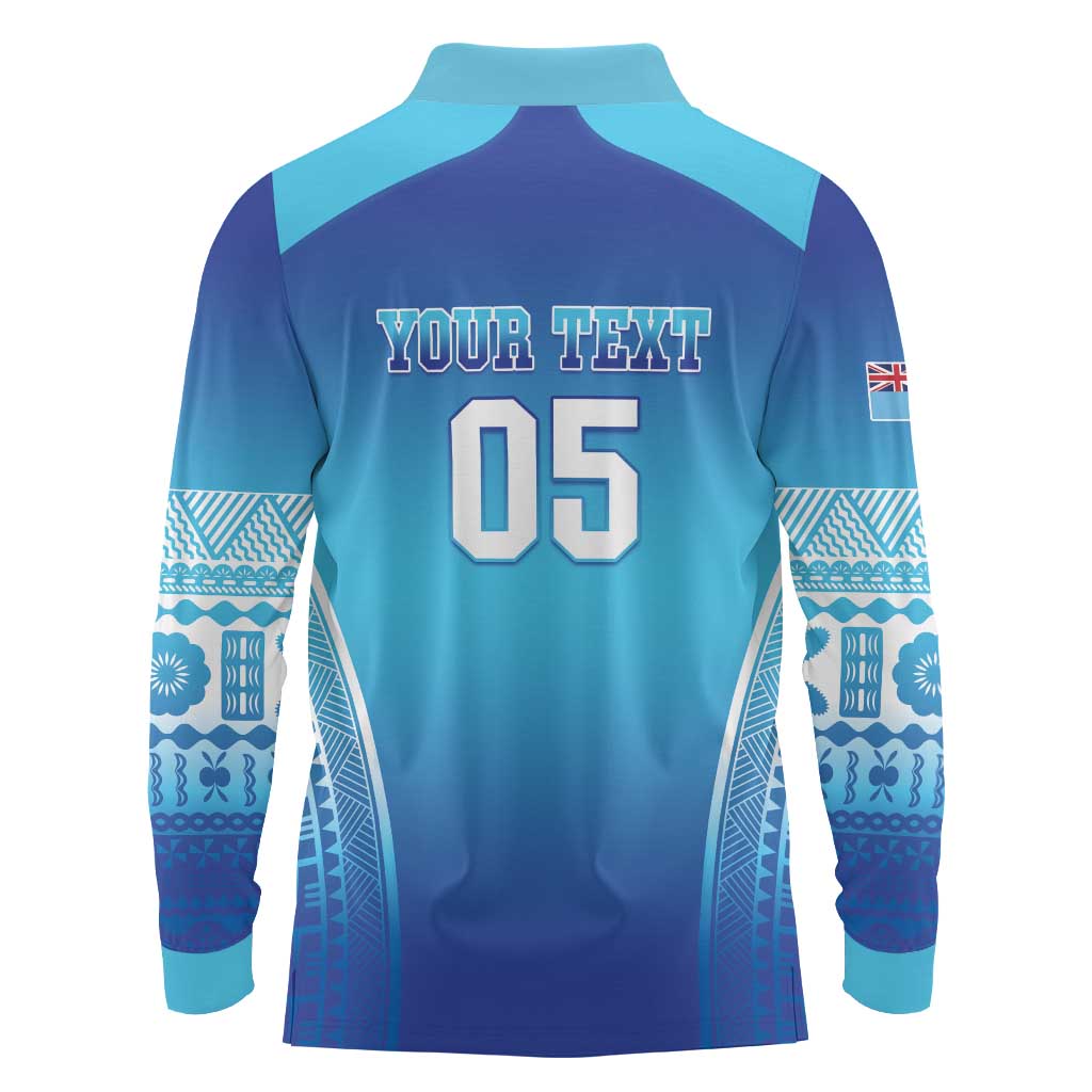 Custom Fiji Football Long Sleeve Polo Shirt Fijian Tapa Pattern LT05 - Polynesian Pride