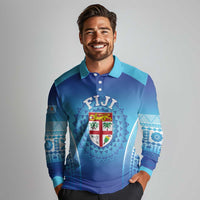 Custom Fiji Football Long Sleeve Polo Shirt Fijian Tapa Pattern LT05 - Polynesian Pride