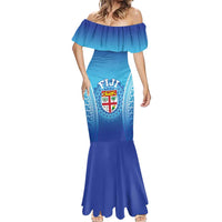 Custom Fiji Football Mermaid Dress Fijian Tapa Pattern