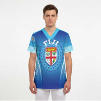 Custom Fiji Football Scrub Top Fijian Tapa Pattern - Polynesian Pride