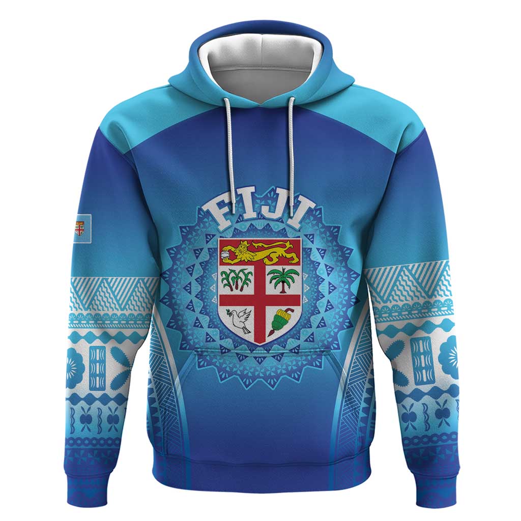 Custom Fiji Football Zip Hoodie Fijian Tapa Pattern