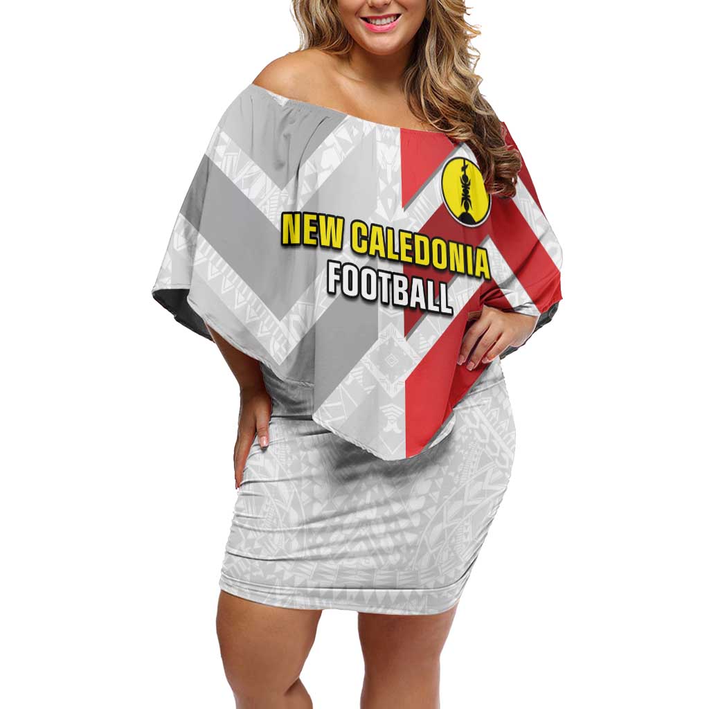 Custom New Caledonia Football Family Matching Off Shoulder Short Dress and Hawaiian Shirt Unique Style