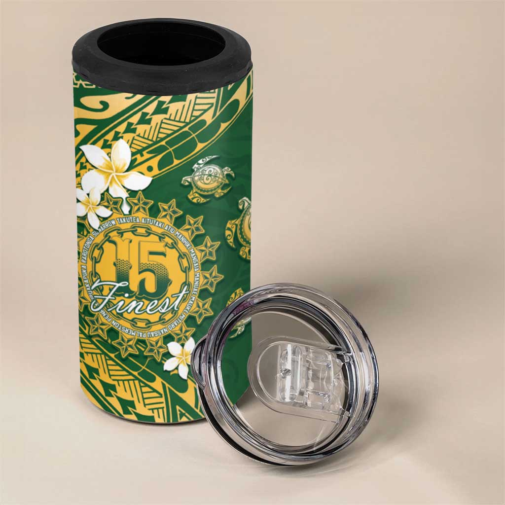 Cook Islands 15 Finest 4 in 1 Can Cooler Tumbler Plumeria Polynesian Turtle