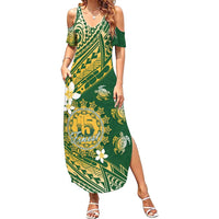 Cook Islands 15 Finest Family Matching Summer Maxi Dress and Hawaiian Shirt Plumeria Polynesian Turtle