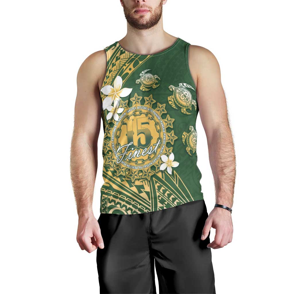 Cook Islands 15 Finest Men Tank Top Plumeria Polynesian Turtle
