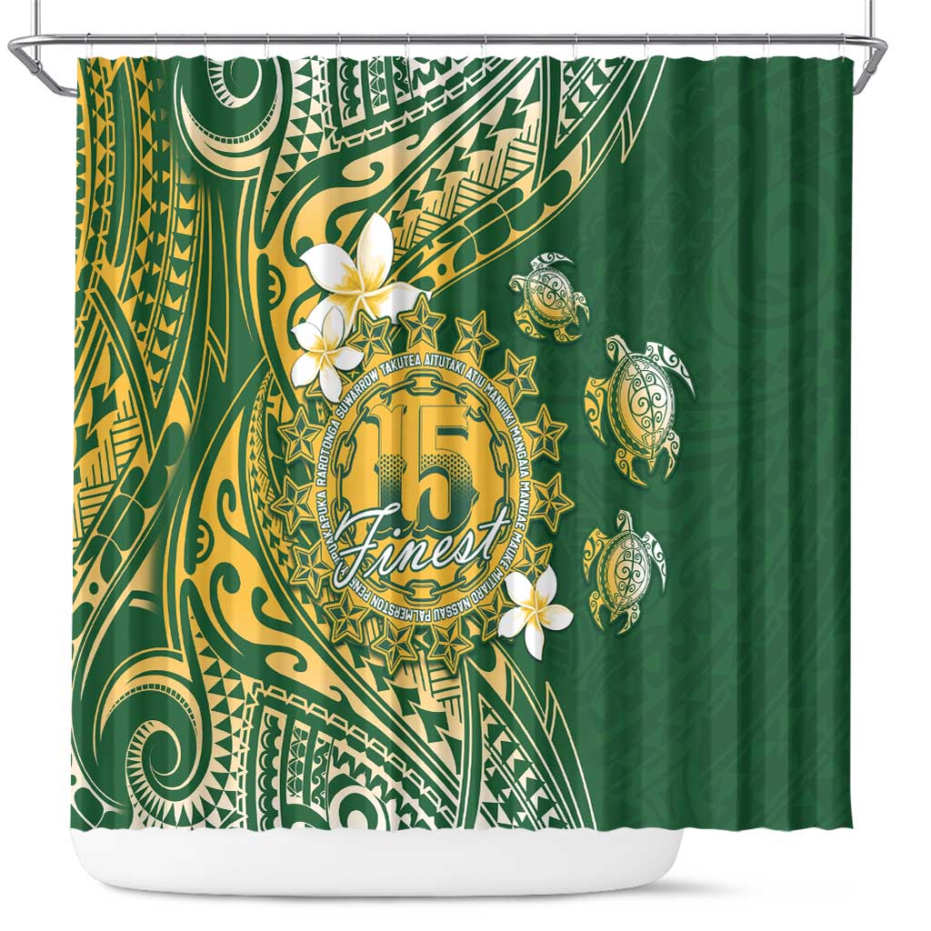 Cook Islands 15 Finest Shower Curtain Plumeria Polynesian Turtle