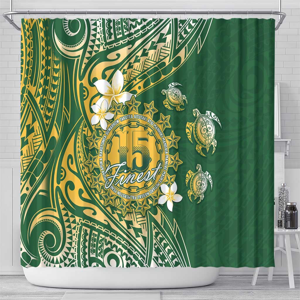 Cook Islands 15 Finest Shower Curtain Plumeria Polynesian Turtle