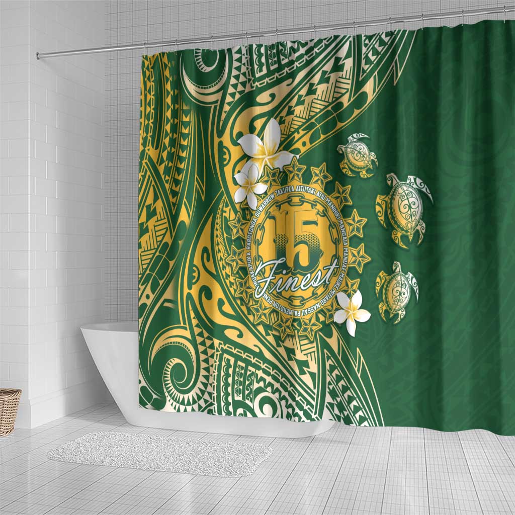 Cook Islands 15 Finest Shower Curtain Plumeria Polynesian Turtle