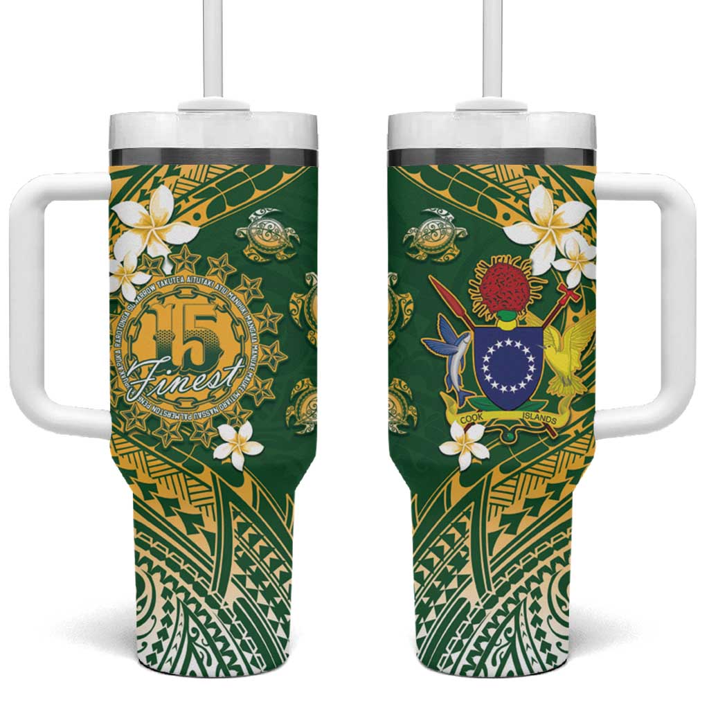 Cook Islands 15 Finest Tumbler With Handle Plumeria Polynesian Turtle