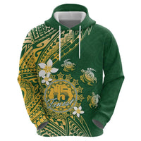 Cook Islands 15 Finest Zip Hoodie Plumeria Polynesian Turtle