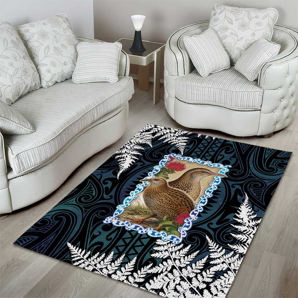New Zealand Weka Area Rug Maori Hen Koru Pattern - Polynesian Pride