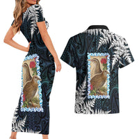 New Zealand Weka Couples Matching Short Sleeve Bodycon Dress and Hawaiian Shirt Maori Hen Koru Pattern LT05 - Polynesian Pride