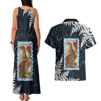 New Zealand Weka Couples Matching Tank Maxi Dress and Hawaiian Shirt Maori Hen Koru Pattern LT05 - Polynesian Pride