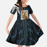 New Zealand Weka Family Matching Off The Shoulder Long Sleeve Dress and Hawaiian Shirt Maori Hen Koru Pattern