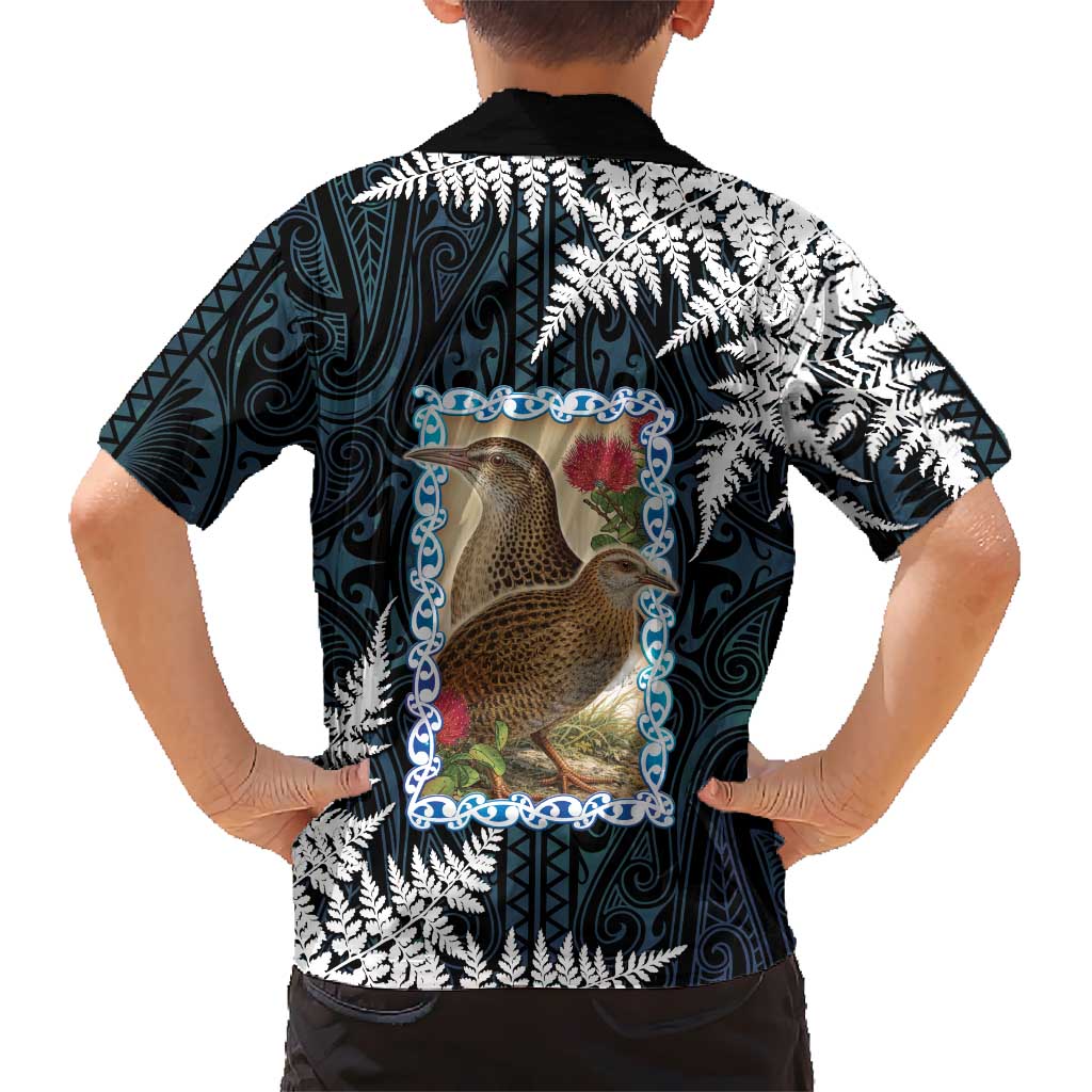 New Zealand Weka Family Matching Off Shoulder Maxi Dress and Hawaiian Shirt Maori Hen Koru Pattern