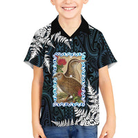 New Zealand Weka Family Matching Off Shoulder Maxi Dress and Hawaiian Shirt Maori Hen Koru Pattern