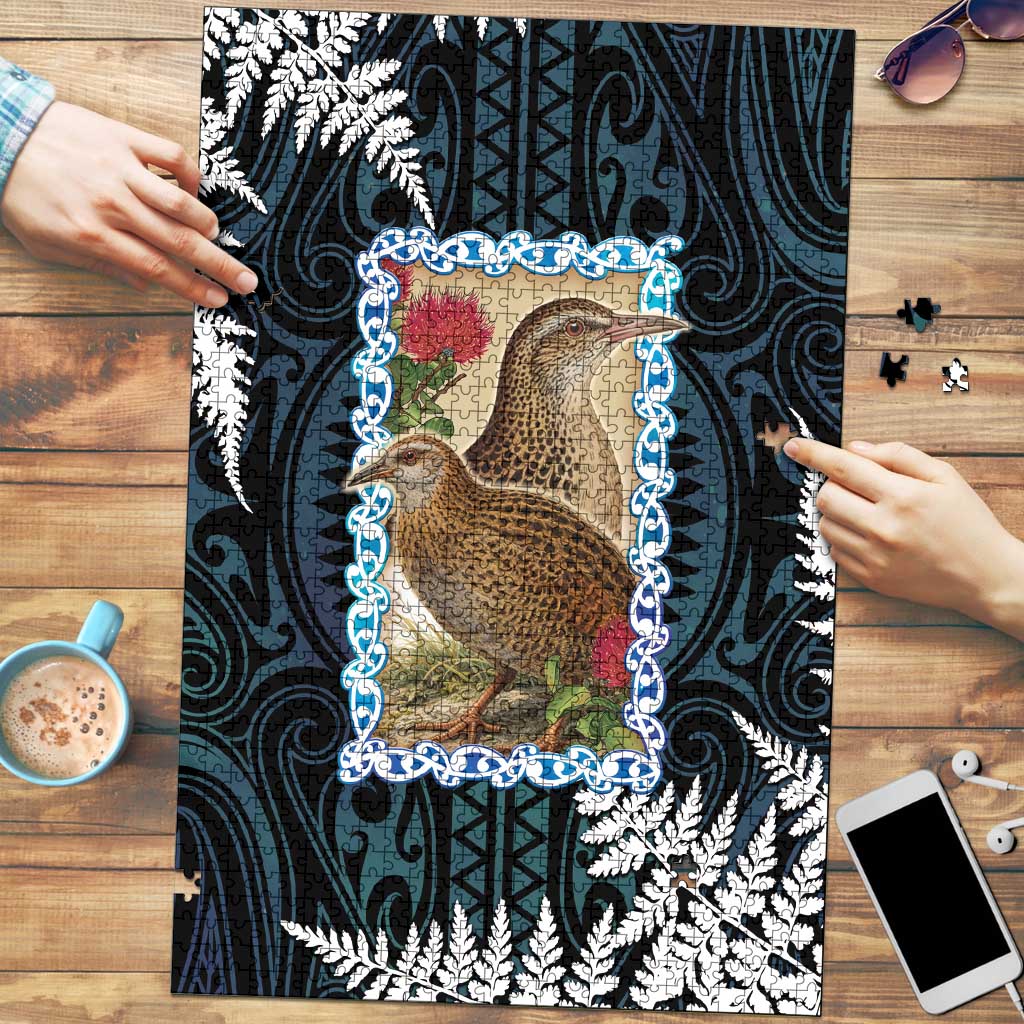 New Zealand Weka Puzzle Maori Hen Koru Pattern LT05 Black - Polynesian Pride