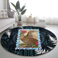 New Zealand Weka Round Carpet Maori Hen Koru Pattern - Polynesian Pride