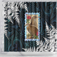 New Zealand Weka Shower Curtain Maori Hen Koru Pattern - Polynesian Pride
