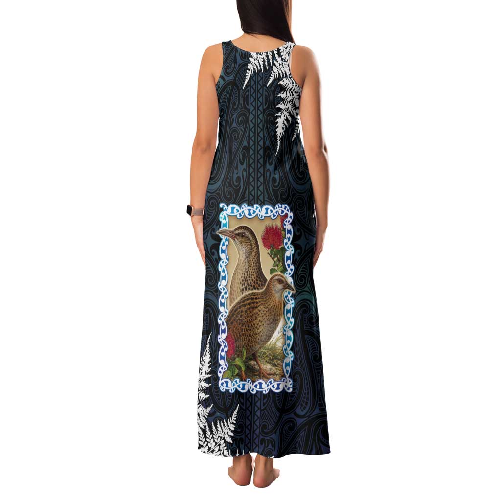 New Zealand Weka Tank Maxi Dress Maori Hen Koru Pattern LT05 - Polynesian Pride