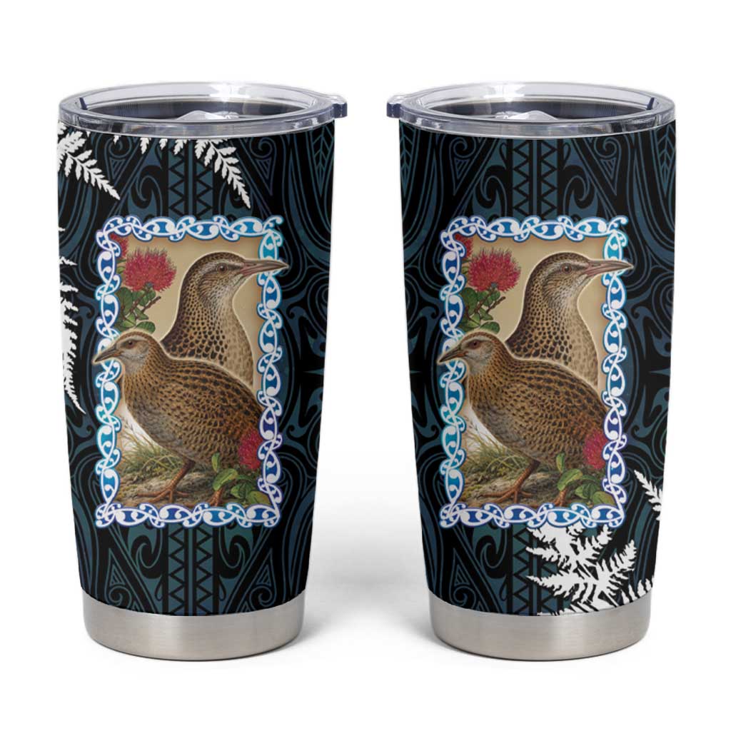 New Zealand Weka Tumbler Cup Maori Hen Koru Pattern LT05 Black - Polynesian Pride