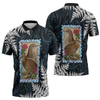 New Zealand Weka Zipper Polo Shirt Maori Hen Koru Pattern - Polynesian Pride