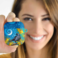 New Zealand Kokako Bird AirPods Case Maori Koru With Kowhai Flowers - Polynesian Pride