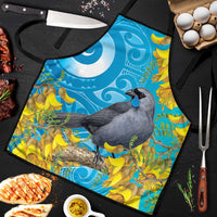 New Zealand Kokako Bird Apron Maori Koru With Kowhai Flowers - Polynesian Pride