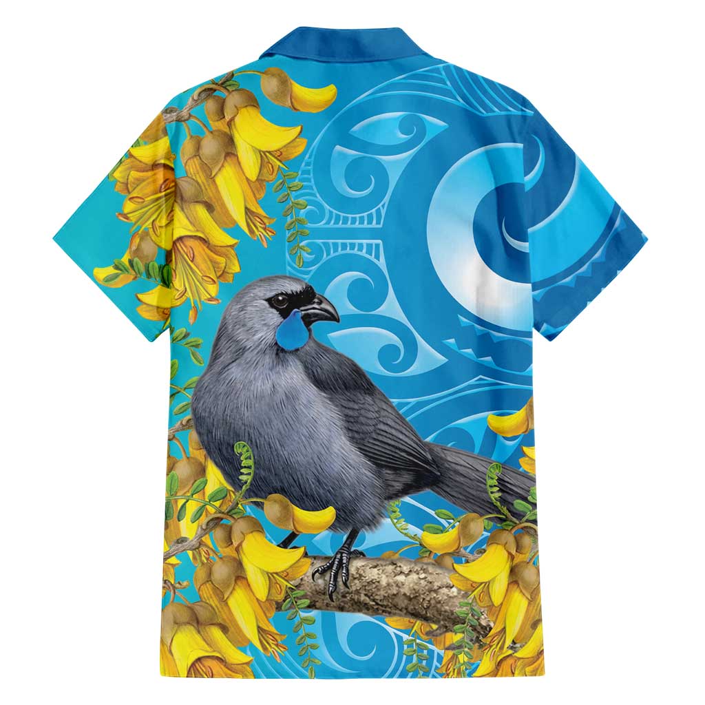 New Zealand Kokako Bird Family Matching Mermaid Dress and Hawaiian Shirt Maori Koru With Kowhai Flowers LT05 - Polynesian Pride