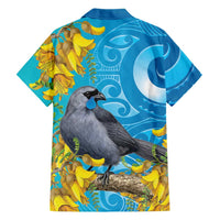 New Zealand Kokako Bird Family Matching Mermaid Dress and Hawaiian Shirt Maori Koru With Kowhai Flowers LT05 - Polynesian Pride