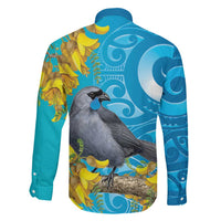 New Zealand Kokako Bird Family Matching Mermaid Dress and Hawaiian Shirt Maori Koru With Kowhai Flowers LT05 - Polynesian Pride