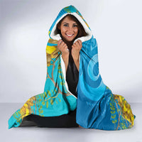 New Zealand Kokako Bird Hooded Blanket Maori Koru With Kowhai Flowers LT05 - Polynesian Pride