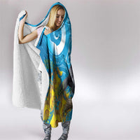 New Zealand Kokako Bird Hooded Blanket Maori Koru With Kowhai Flowers LT05 - Polynesian Pride