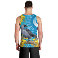 New Zealand Kokako Bird Men Tank Top Maori Koru With Kowhai Flowers LT05 - Polynesian Pride