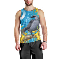 New Zealand Kokako Bird Men Tank Top Maori Koru With Kowhai Flowers LT05 - Polynesian Pride