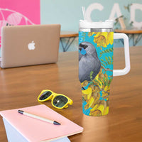 New Zealand Kokako Bird Tumbler With Handle Maori Koru With Kowhai Flowers LT05 - Polynesian Pride