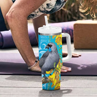 New Zealand Kokako Bird Tumbler With Handle Maori Koru With Kowhai Flowers LT05 - Polynesian Pride