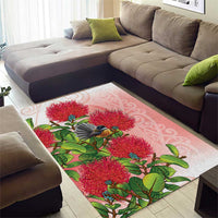 New Zealand Fantail Area Rug Maori Koru With Pohutukawa Flowers LT05 - Polynesian Pride