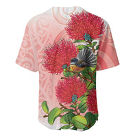 New Zealand Fantail Baseball Jersey Maori Koru With Pohutukawa Flowers - Polynesian Pride