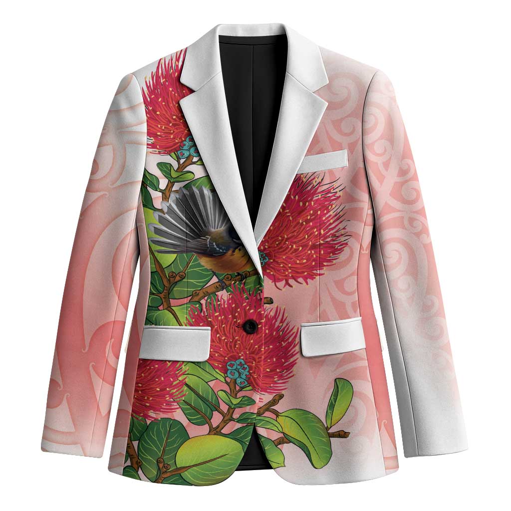 New Zealand Fantail Blazer Maori Koru With Pohutukawa Flowers - Polynesian Pride