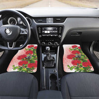 New Zealand Fantail Car Mats Maori Koru With Pohutukawa Flowers LT05 Set 2pcs - Front Red - Polynesian Pride